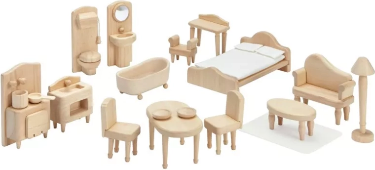 Set victorian de mobilier pentru căsuța de păpuși PlanToys
