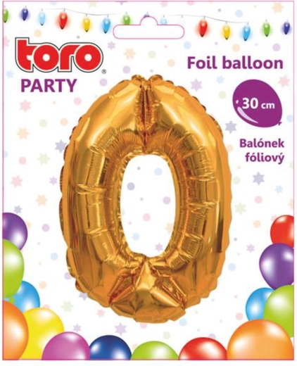 Balon din folie cifră 0, 30 cm, auriu TORO