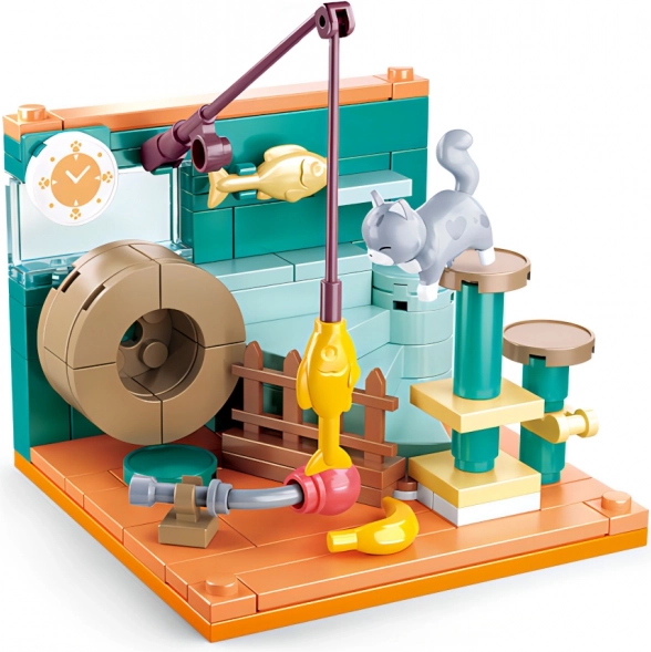 Sluban Mini Construcție Colț De Pescuit Cu Pisică