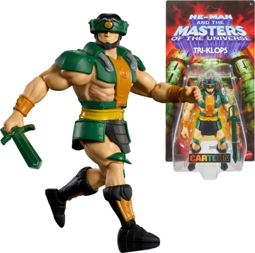 Masters of the Universe Origins figură Tri‑Klops cu cască și sabie