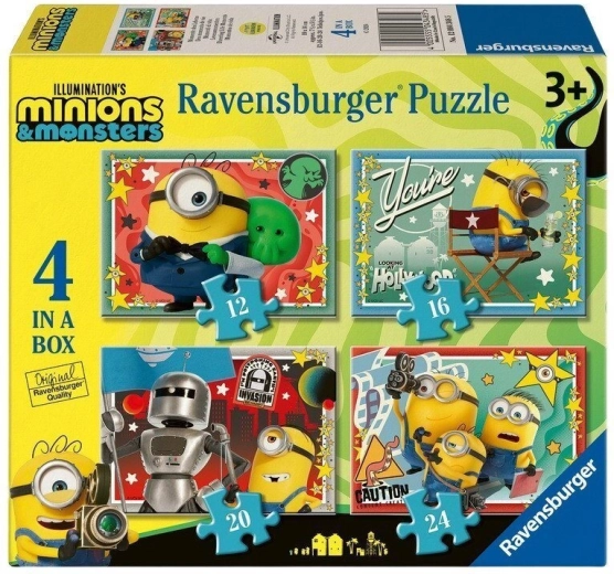 Puzzle Ravensburger Minionii și monștri 4 în 1 (12, 16, 20, 24 piese)