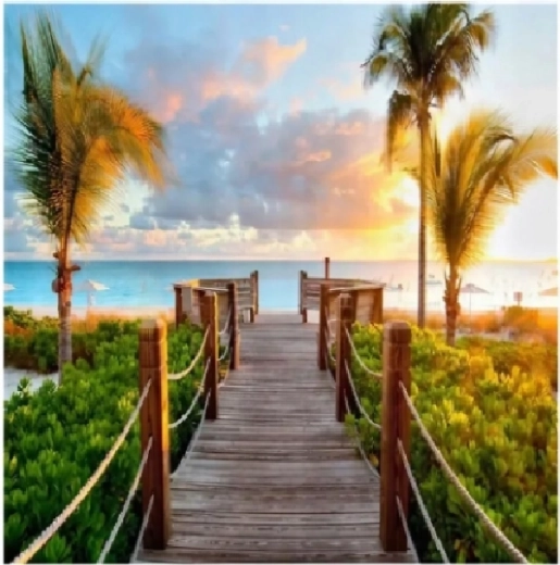 Pictură cu diamante Pod cu palmieri 30 × 40 cm