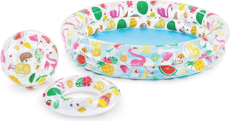 Piscină gonflabilă cu colac și minge 122 × 25 cm Intex