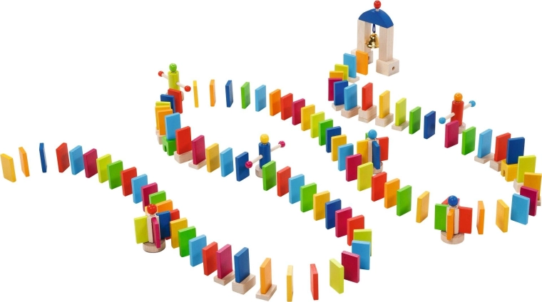 Domino Rally pistă de domino din lemn cu clopoțel