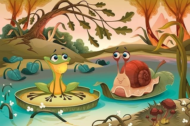 Puzzle din lemn Prieteni de la lac 50 de piese