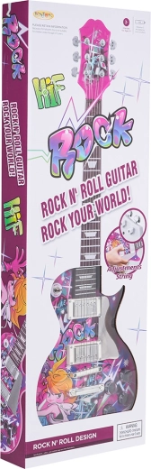 chitară electrică roz pentru copii cu sunete și melodii