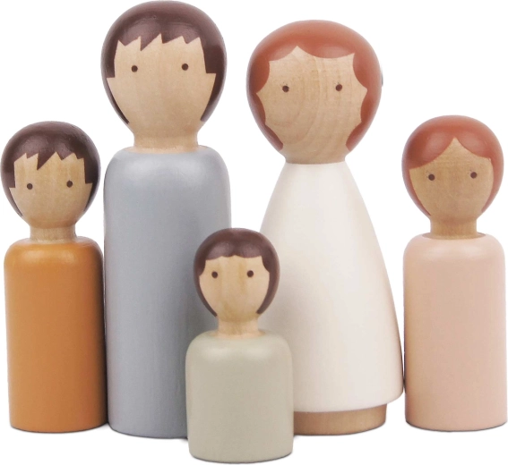 Le Toy Van familie de figurine din lemn pentru căsuța de păpuși (5 personaje)