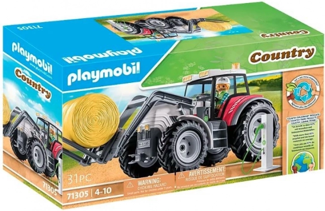 Set de figurine COUNTRY: tractor electric mare cu acoperiș rabatabil