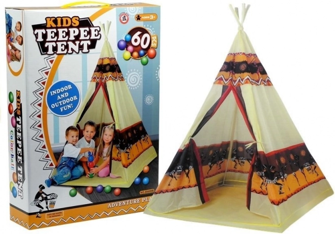 Tipi indian pentru copii cu mingi, 155 cm