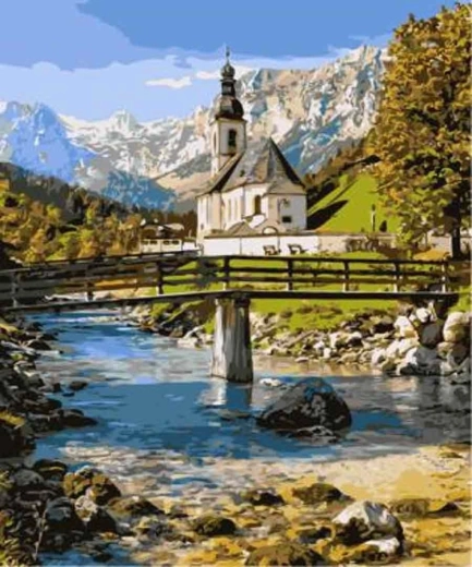 Norimpex pictură pe numere Biserică în munți 40 × 50 cm