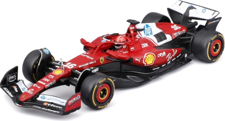 Model Bburago F1 în cutie acrilică Ferrari SF-25 (2025) Charles Leclerc 1:43