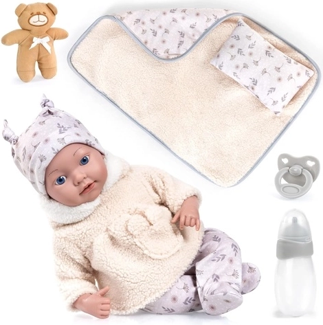 Păpușă realistă Reborn Bayer Design 38 cm cu accesorii