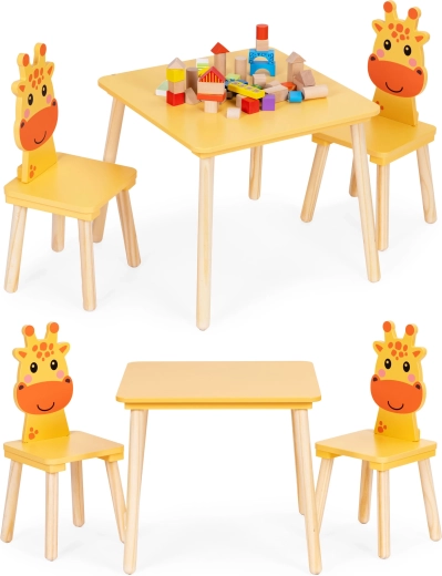 Set de mobilier pentru copii masă și 2 scaune Giraffă ECOTOYS