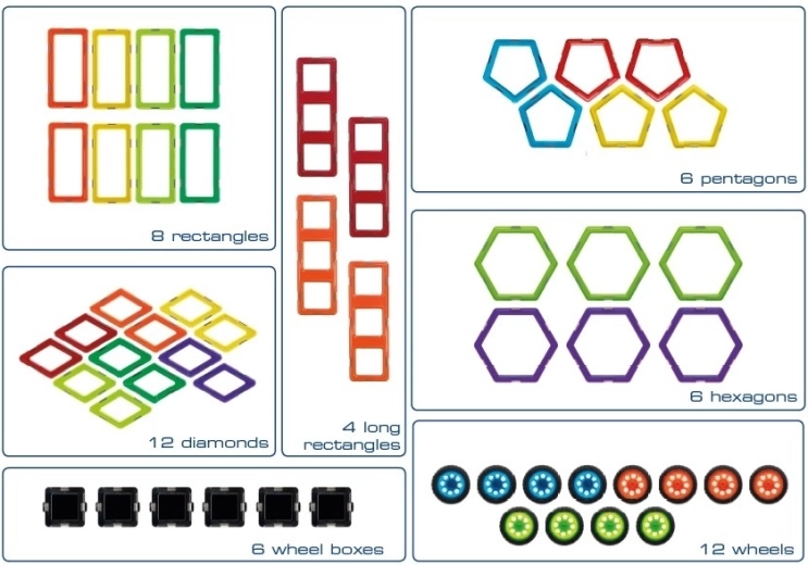 Set de construcție magnetic educațional GeoSmart - 205 piese