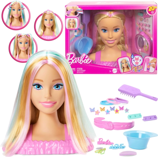 Cap Barbie deluxe pentru pieptănat și coafat, cu păr blond și accesorii