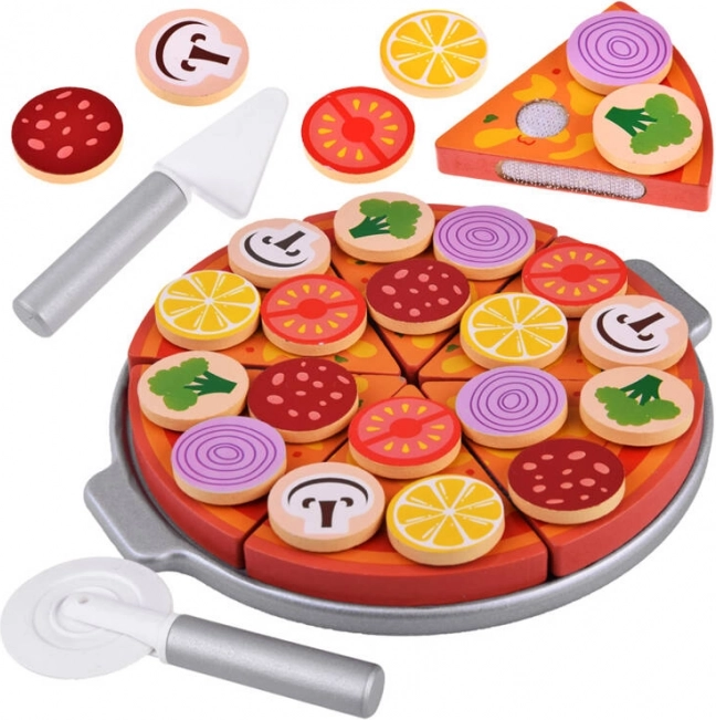Set Pizza din Lemn pentru Copii cu Accesorii Detasabile