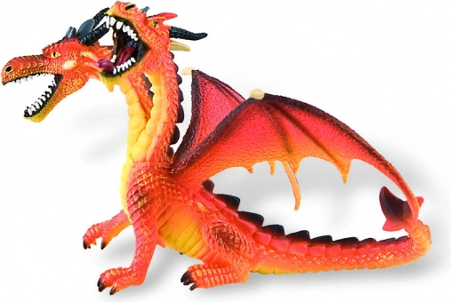 Bullyland dragon portocaliu cu două capete – figurină pictată manual