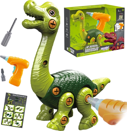 Set de construcție cu șuruburi Woopie Brachiosaurus cu bormașină