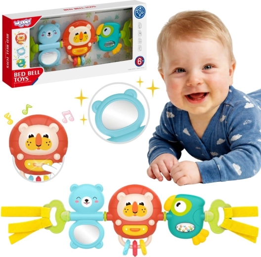 Woopie baby panou senzorial suspendat pentru cărucior și pătuț cu zornăitoare și oglindă 6m+