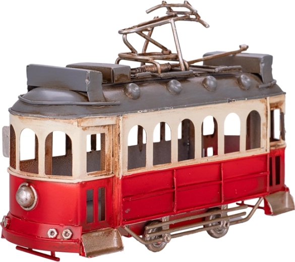 Model metalic al tramvaiului roșu 16,5 cm – decorațiune retro cu detalii de colecție