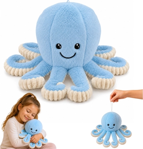 Caracatiță din pluș cu tentacule elastice albastră 30 cm - 1 bucată