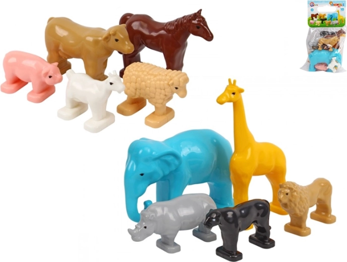 Set de animale din plastic 10 bucăți în săculeț