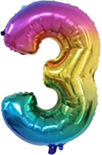 Balon din folie TORO cifră 3, 30 cm, curcubeu