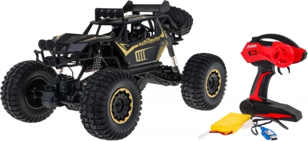 Crawler RC metalic 1:8 cu tracțiune 4x4 și LED pentru copii 3+