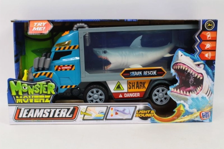 Teamsterz Monster Moverz camion cu remorcă cu rechin, cu lumină și sunet