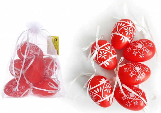 Ouă decorative din plastic roșu 6 cm