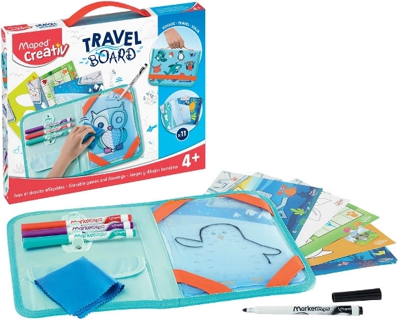 Tablă transparentă pentru scriere la uscat MAPED CREATIV cu șabloane