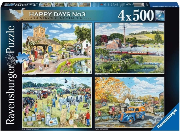 Puzzle Ravensburger Happy Days: amintiri de la țară 4x500 de piese