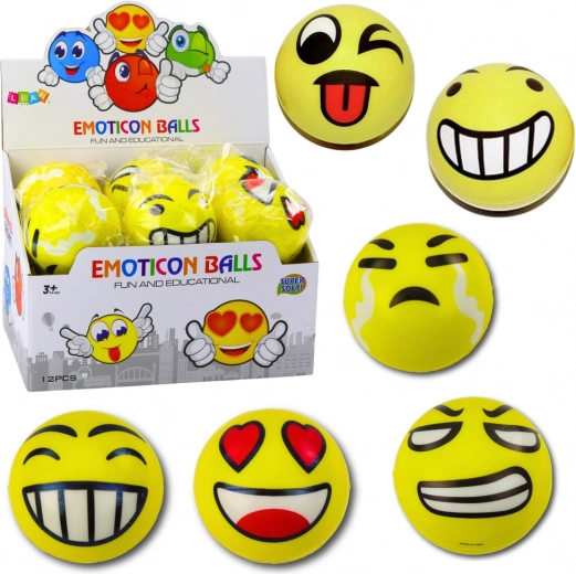 Mingea din spumă cu emoticonuri 10 cm, galbenă