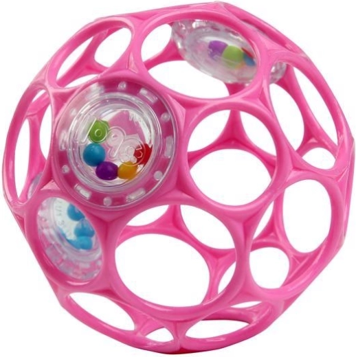 Oball minge zornăitoare rattle 10 cm roz închis