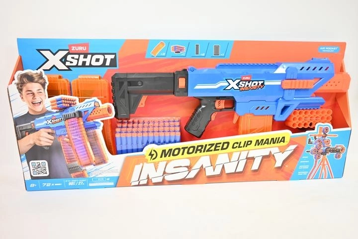 Blaster motorizat cu săgeți din spumă Zuru X-Shot Insanity Clip Mania