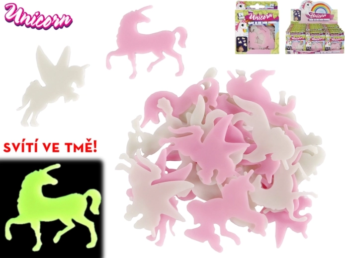 Autocolante fosforescente cu unicorni pentru camera copiilor, 24 bucăți