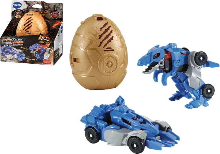 VTech Motozaur Velociraptor în ou – dinozaur transformabil în mașină cu lumini și sunete