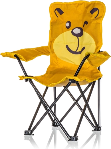 Scăunel pliabil pentru copii cu motiv BEAR, galben