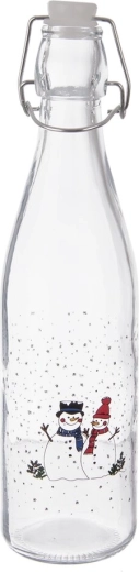 Sticlă din sticlă Orion cu închidere tip clemă, Om de zăpadă, 0,52 l