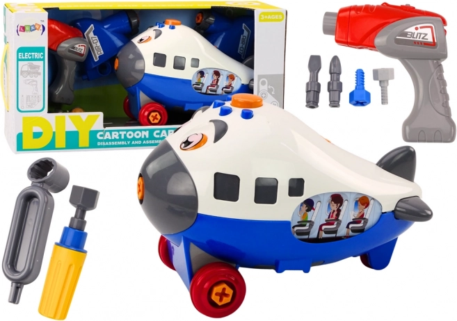 Avion desenat de asamblat DIY – albastru