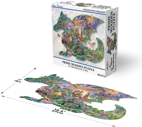 Prime 3D puzzle din lemn Dragoni fermecați 300 piese