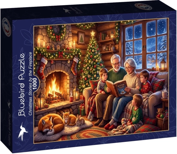 Puzzle Bluebird Povești de Crăciun lângă șemineu, 1000 de piese
