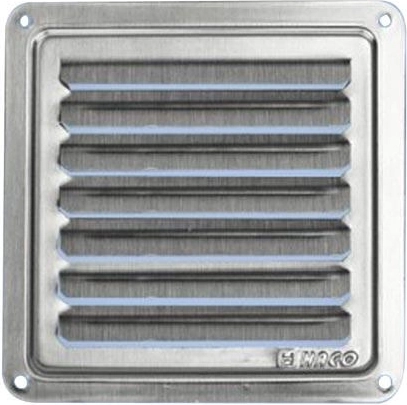 Grilaj de ventilație din inox 100 × 100 mm cu jaluzele fixe