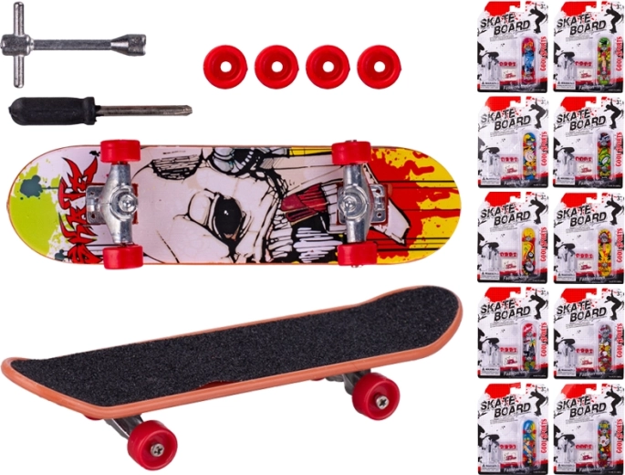 Mini skateboard pentru degete din metal, 9,5 cm, pentru copii