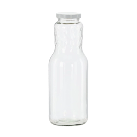 Sticlă de sticlă 1 l cu capac metalic cu filet