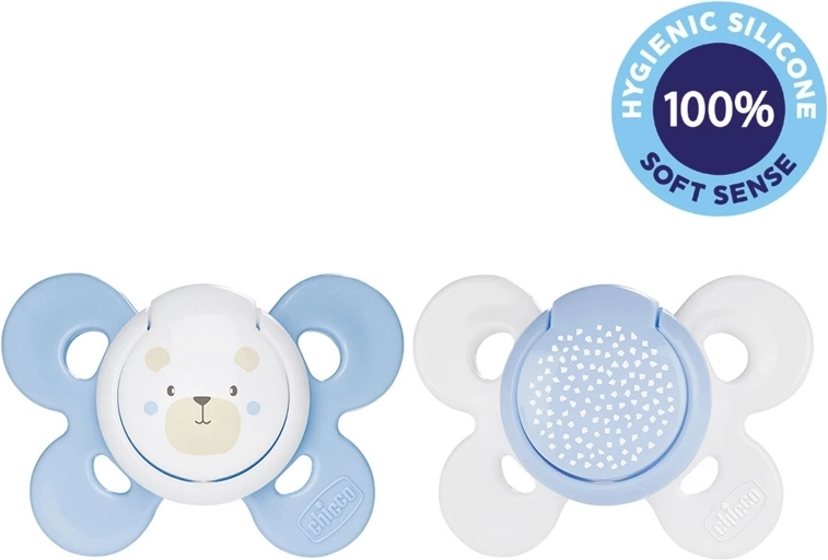 Chicco suzetă Physio Comfort silicon 2–6 luni, model ursuleț/puncte, 2 buc