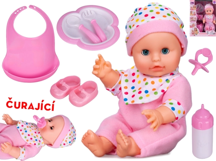 Păpușă care clipește cu funcție de făcut pipi 30 cm – roz