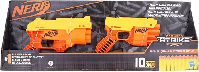 Nerf Alpha Strike Fang și Cobra – set de 2 blastere cu spumă cu 10 săgeți