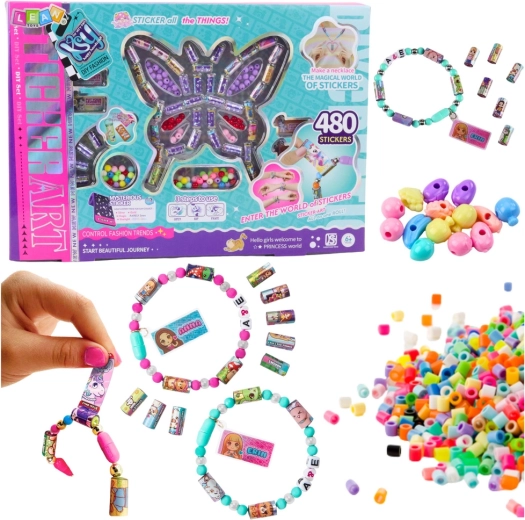 set creativ pentru realizarea bijuteriilor și decorațiunilor cu autocolante și mărgele, 480 buc.