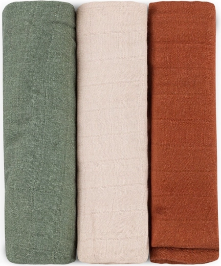 Scutece muselin din bambus PETITE&MARS Moussy Earth Tones 68 × 68 cm, set 3 buc